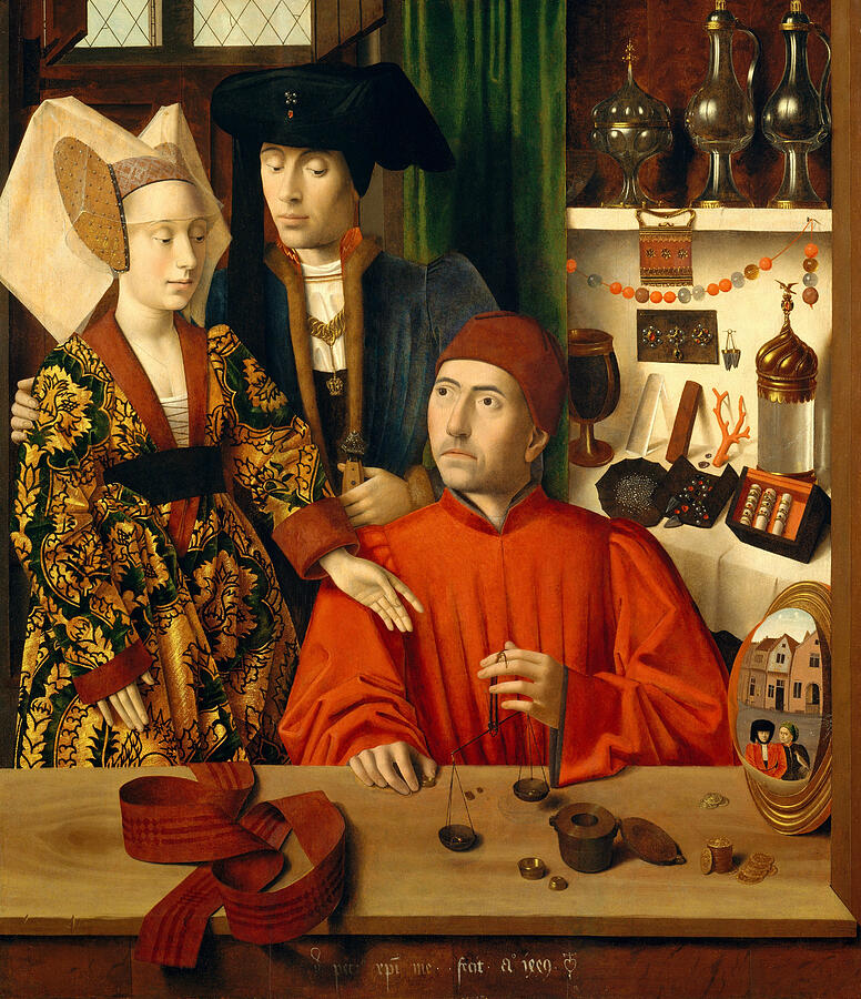 A Goldsmith in his Shop, from 1449 Painting by Petrus Christus