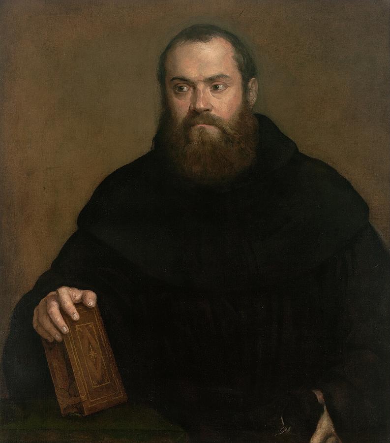 Book Painting - A Monk With A Book by Titian