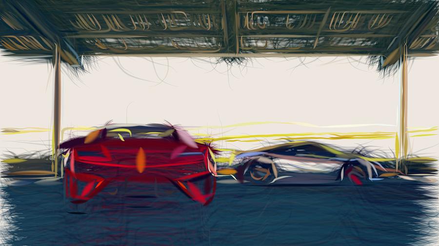 Acura NSX Drawing #6 Digital Art by CarsToon Concept