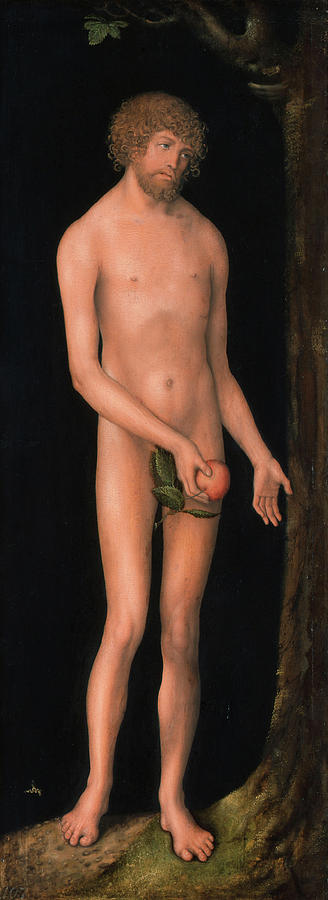 Genesis Painting - Adam and Eve #5 by Lucas Cranach the Elder