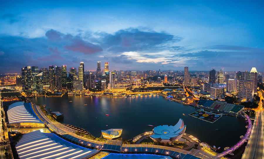 Aerial View Of Singapore Business Photograph by Prasit Rodphan - Fine ...