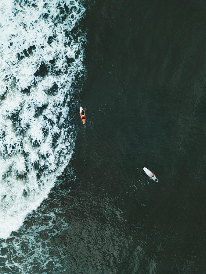 Nature Photograph - Aerial View Of Surfers #5 by Cavan Images