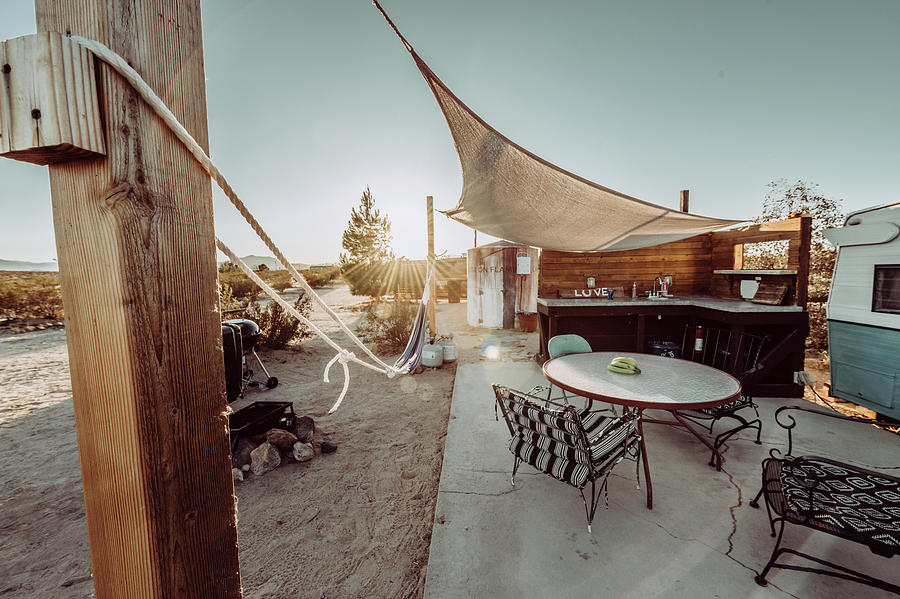 Airbnb Property With Caravan And Outdoor Area In Joshua Tree National Park, Joshua Tree, Los Angeles, California, Usa, North America #5 Photograph by Christian Frumolt