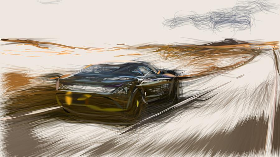 Aston Martin DB11 AMR Drawing #6 Digital Art by CarsToon Concept