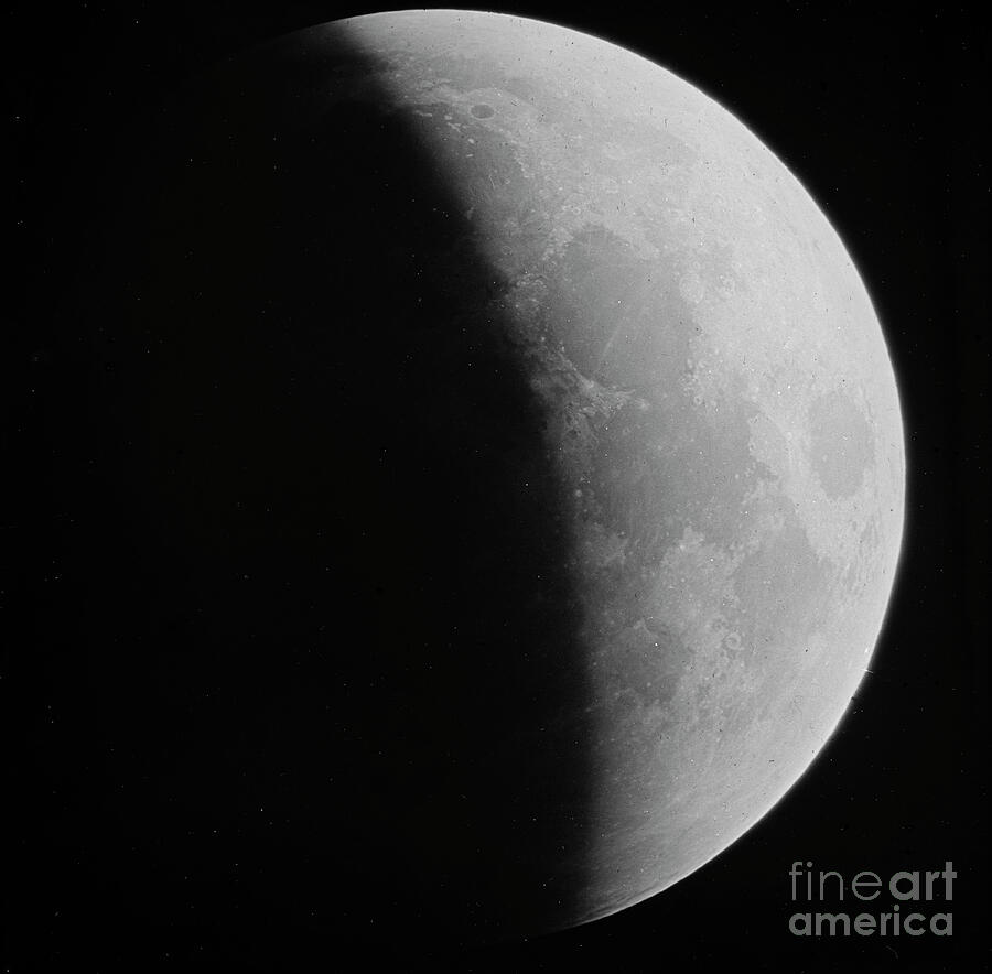 Space Photograph - Astronomical Glass Plate Slide Of The Moon Lunar Eclipse 1910, 1910 Glass Negative by Unknown Artist