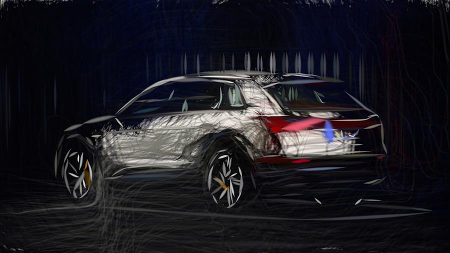 Audi E Tron Drawing #6 Digital Art by CarsToon Concept