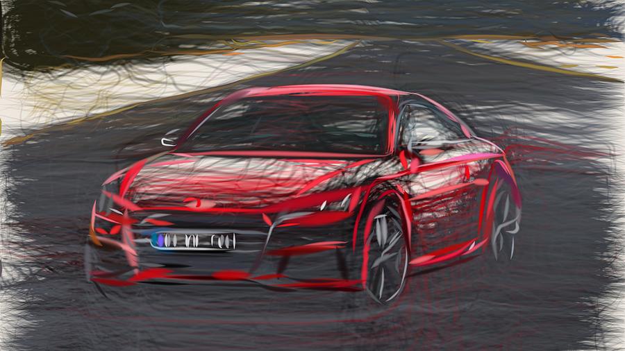 Audi TTS Coupe Drawing #6 Digital Art by CarsToon Concept