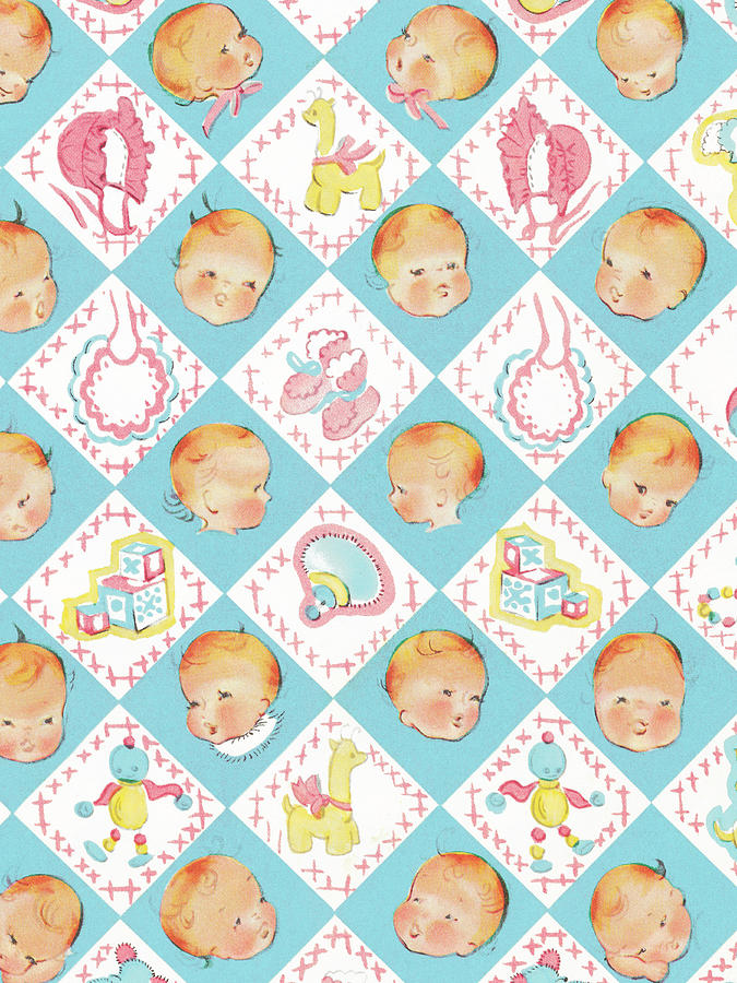 Vintage Drawing - Baby pattern #5 by CSA Images