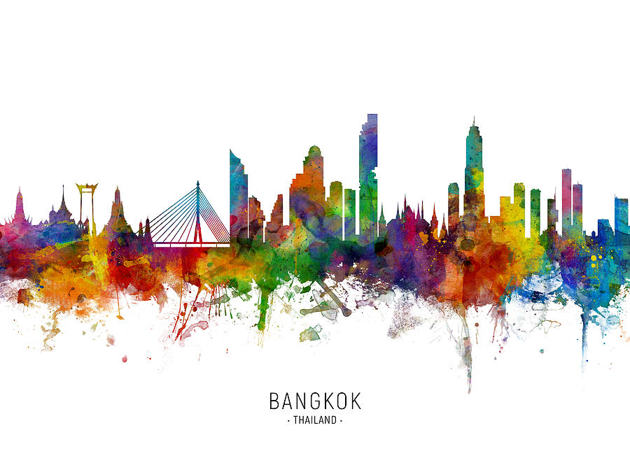 Bangkok Thailand Skyline #5 Digital Art by Michael Tompsett