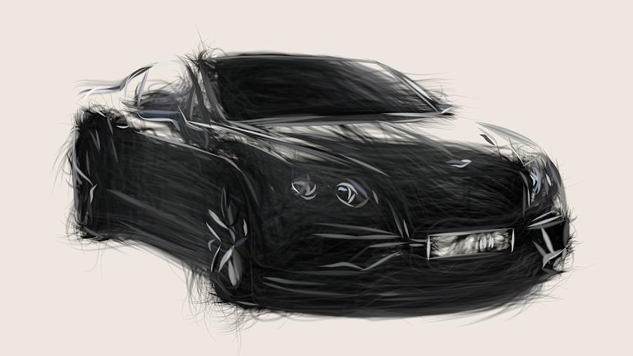 Bentley Continental Supersports Drawing #6 Digital Art by CarsToon Concept