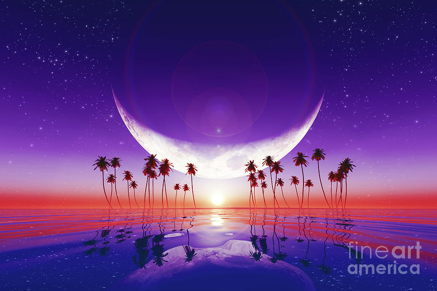 Big Moon  Over Purple  Sunset  Photograph by Aleksey Tugolukov