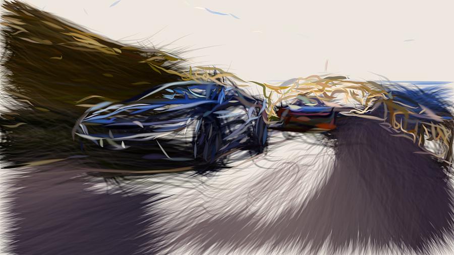 BMW i8 Roadster Drawing #6 Digital Art by CarsToon Concept