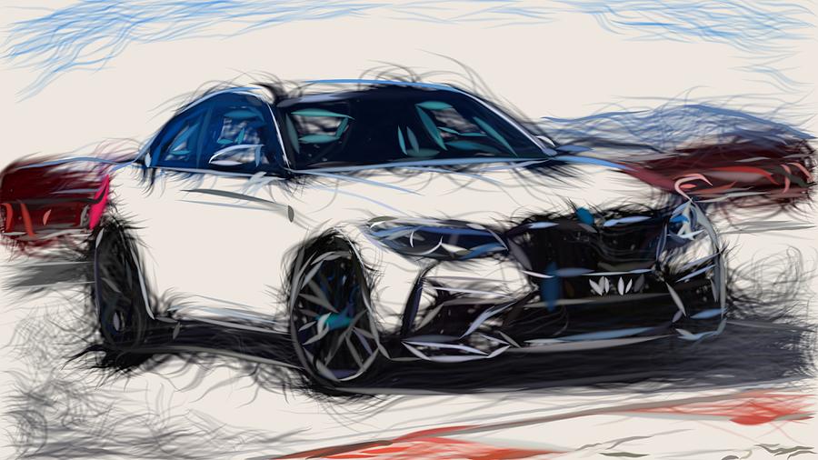 BMW M2 Drawing #6 Digital Art by CarsToon Concept