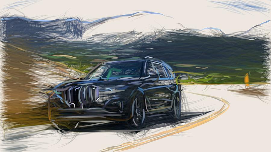 BMW X7 Drawing #6 Digital Art by CarsToon Concept