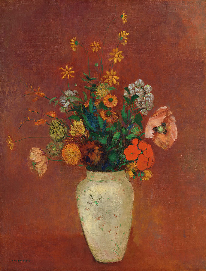 Odilon Redon Painting - Bouquet in a Chinese Vase #5 by Odilon Redon