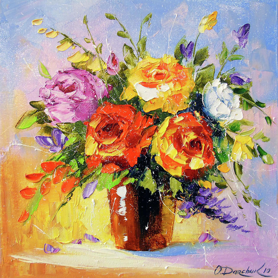 Bouquet of roses Painting by Olha Darchuk - Fine Art America