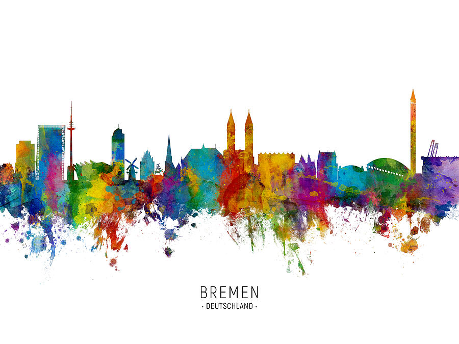 Bremen Germany Skyline #5 Digital Art by Michael Tompsett