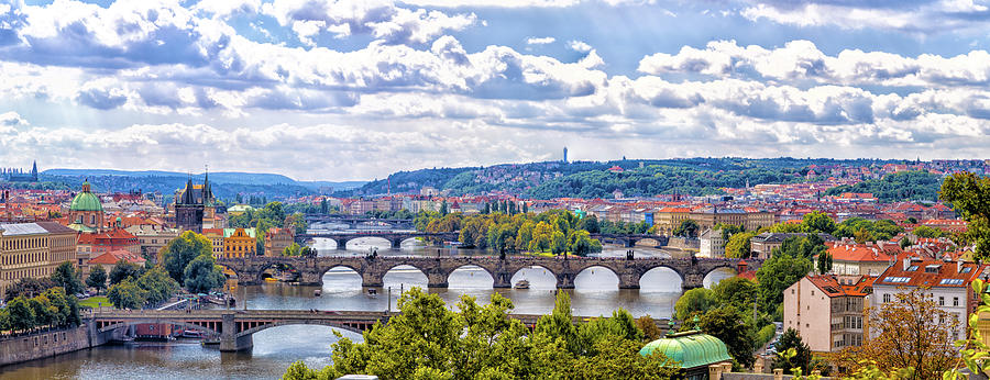 Bridge and rooftops of Prague #5 Photograph by Vivida Photo PC
