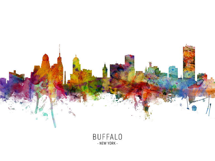 Buffalo New York Skyline #5 Digital Art by Michael Tompsett