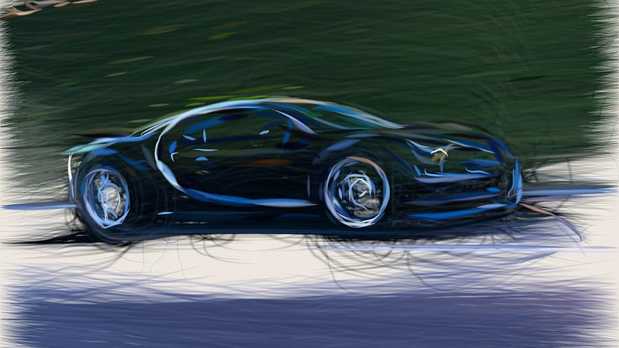 Bugatti Chiron Drawing #6 Digital Art by CarsToon Concept