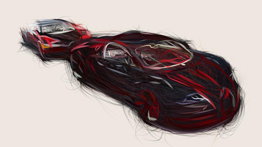 Bugatti Veyron Grand Sport Vitesse La Finale Drawing #6 Digital Art by CarsToon Concept