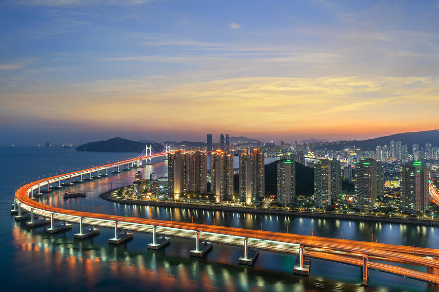 Busan City Skyline View At Haeundae Photograph by Prasit Rodphan - Fine ...