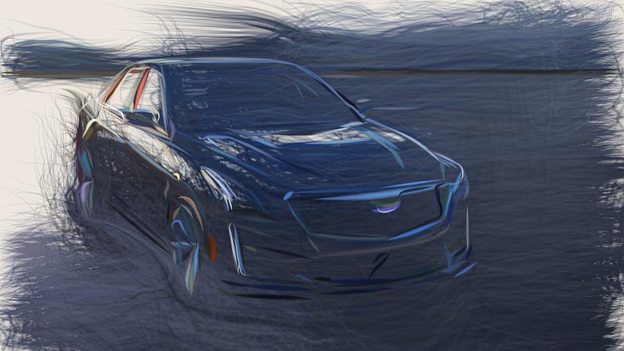 Cadillac CTS V Sedan Draw #6 Digital Art by CarsToon Concept
