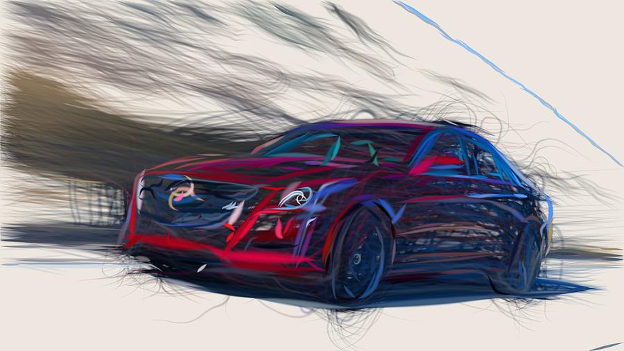 Cadillac CTS Vsport Drawing #6 Digital Art by CarsToon Concept