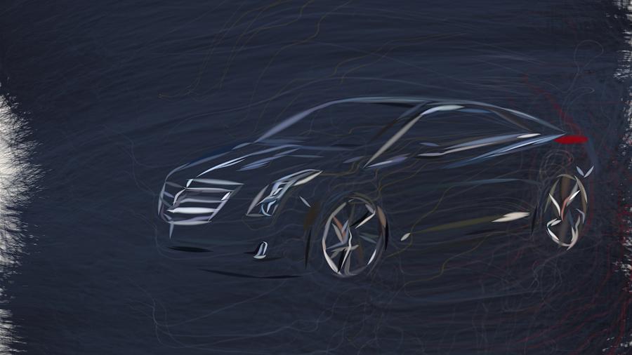 Cadillac ELR Drawing #6 Digital Art by CarsToon Concept
