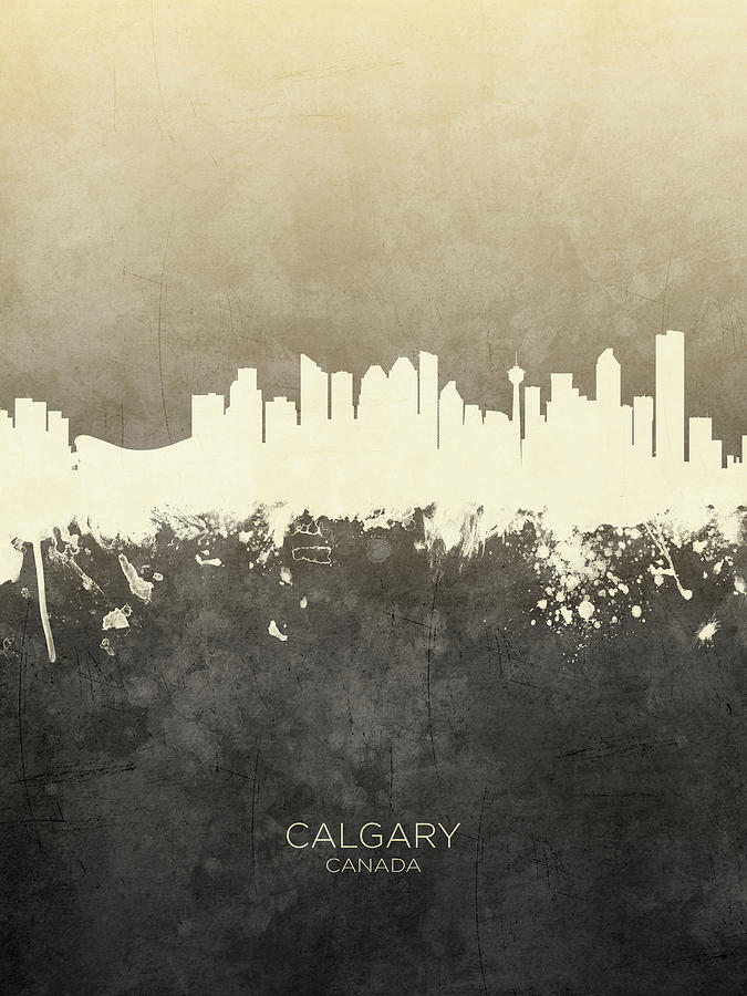 Skyline Digital Art - Calgary Canada Skyline #5 by Michael Tompsett