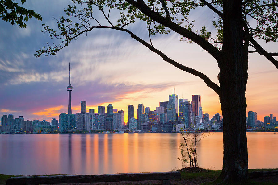 Canada, Toronto, Skyline At Sunset #5 Digital Art by Pietro Canali