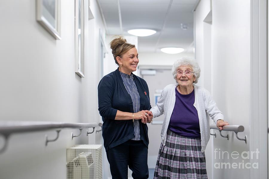 Care Home Resident And Carer Photograph By Jim Varney Science Photo Library Fine Art America