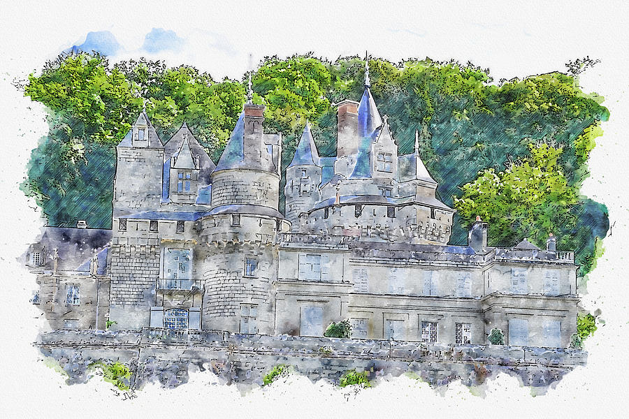 Castle #watercolor #sketch #castle #architecture #5 Digital Art by TintoDesigns