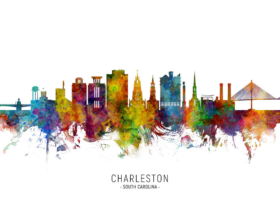 Skyline Digital Art - Charleston South Carolina Skyline #5 by Michael Tompsett