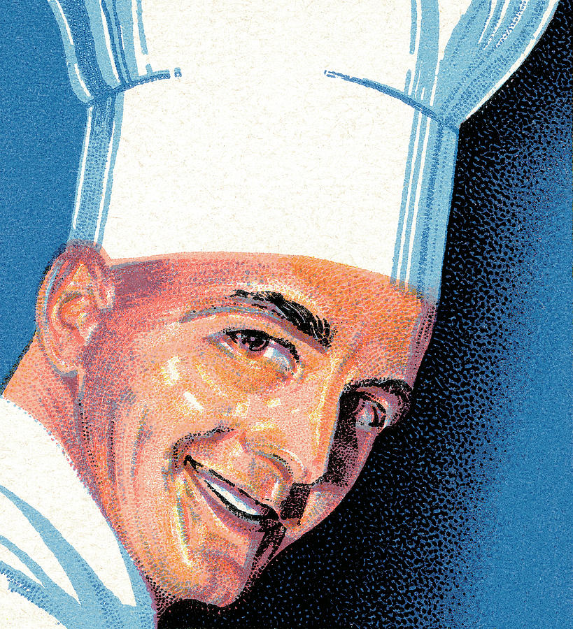 Vintage Drawing - Chef #5 by CSA Images