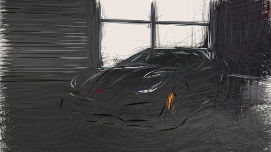 Chevrolet Corvette ZR1 Drawing #6 Digital Art by CarsToon Concept