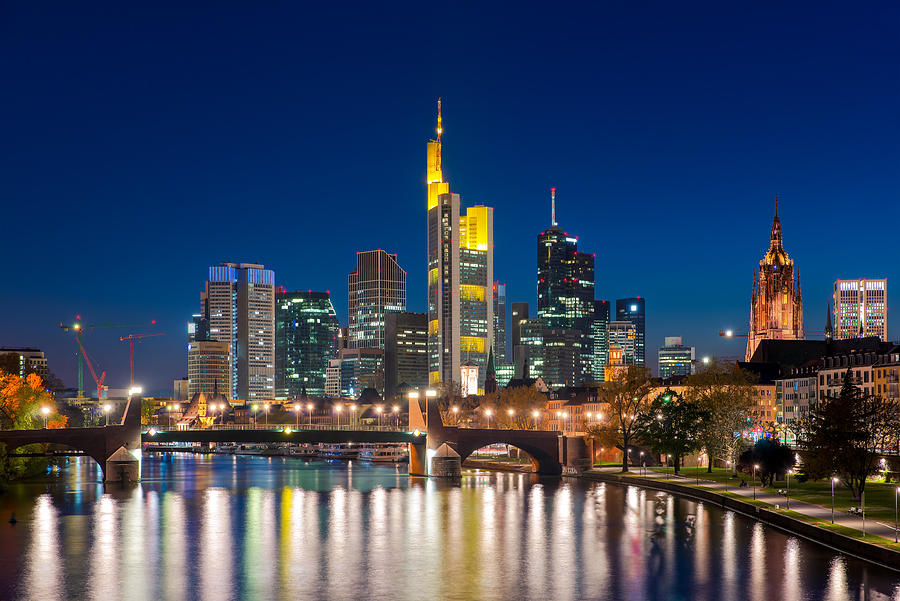 Landscape Photograph - City Of Frankfurt Am Main Skyline #5 by Prasit Rodphan