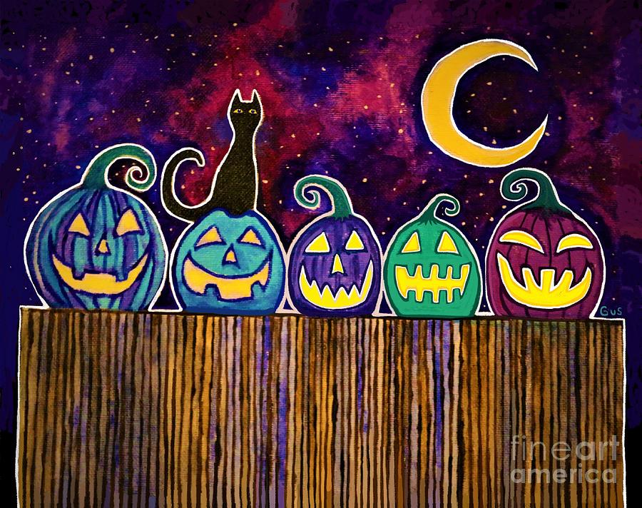 5 Colorful Jack O lanterns Digital Art by Nick Gustafson