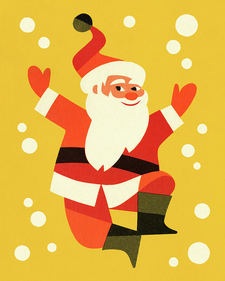Christmas Drawing - Dancing Santa Claus #5 by CSA Images