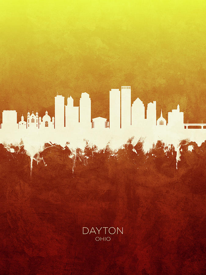 Skyline Digital Art - Dayton Ohio Skyline #5 by Michael Tompsett