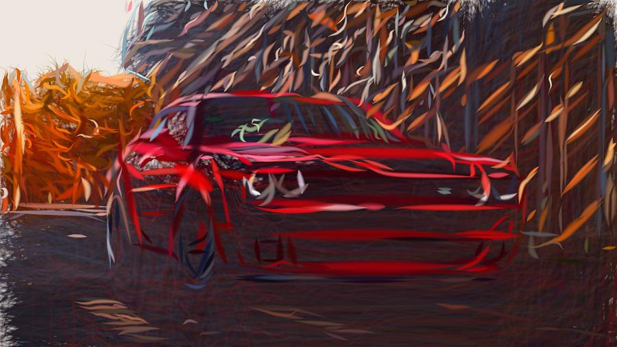 Dodge Challenger Srt Demon Drawing Digital Art by CarsToon Concept