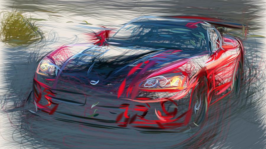 Dodge Viper SRT10 ACR Draw #5 Digital Art by CarsToon Concept