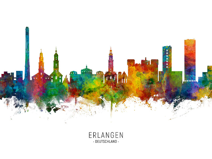 Erlangen Germany Skyline #5 Digital Art by Michael Tompsett