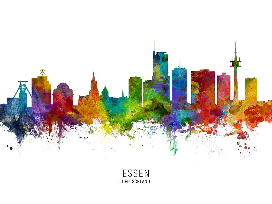 Essen Germany Skyline #5 Digital Art by Michael Tompsett
