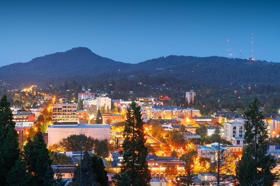 Eugene Photograph - Eugene, Oregon, Usa Downtown Cityscape #5 by Sean Pavone