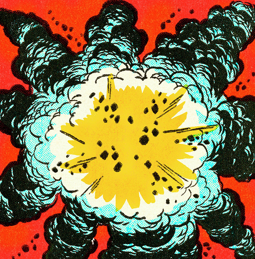 Vintage Drawing - Explosion #5 by CSA Images