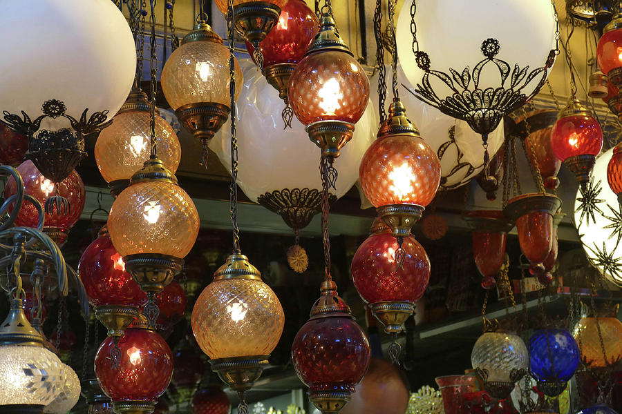 Exquisite glass lamps and lanterns in the Grand Bazaar  #5 Photograph by Steve Estvanik