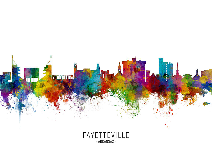 Fayetteville Arkansas Skyline #5 Digital Art by Michael Tompsett