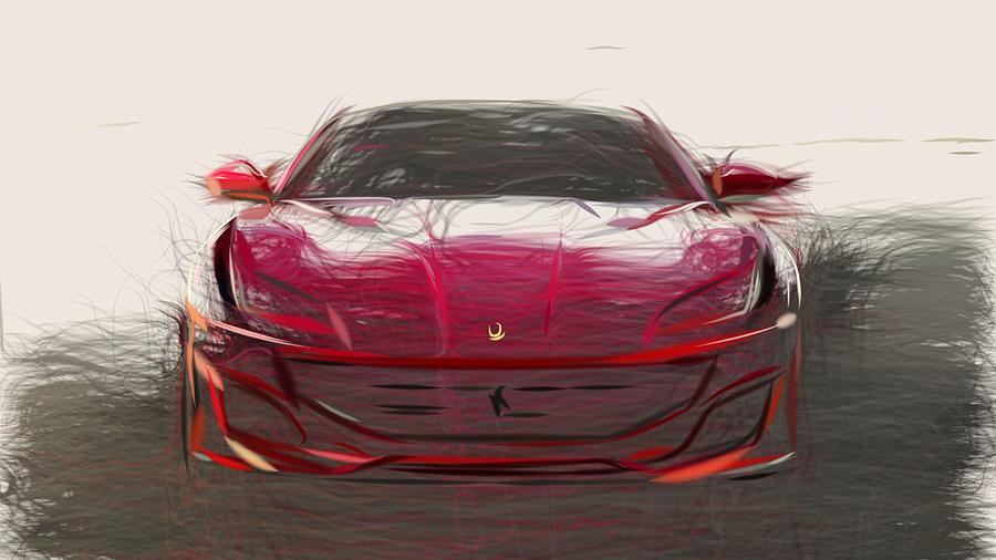 Ferrari Portofino Drawing #6 Digital Art by CarsToon Concept