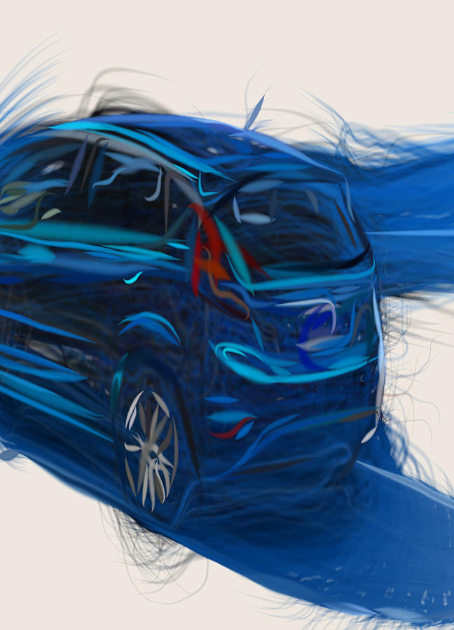 Ford Fiesta Hatchback Drawing Digital Art by CarsToon Concept - Fine ...